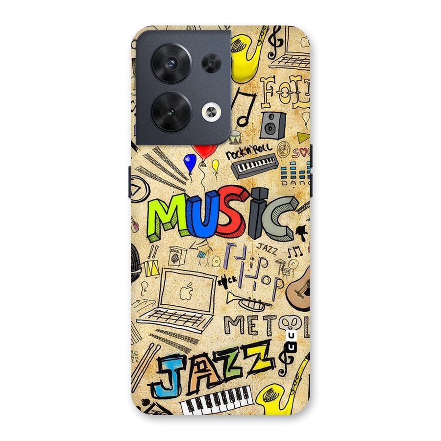 Music Pattern Back Case for Oppo Reno8 5G