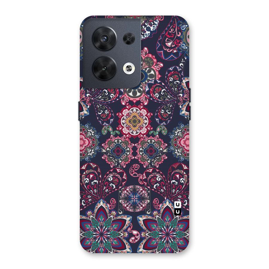 Navy Blue Bloom Pattern Back Case for Oppo Reno8 5G