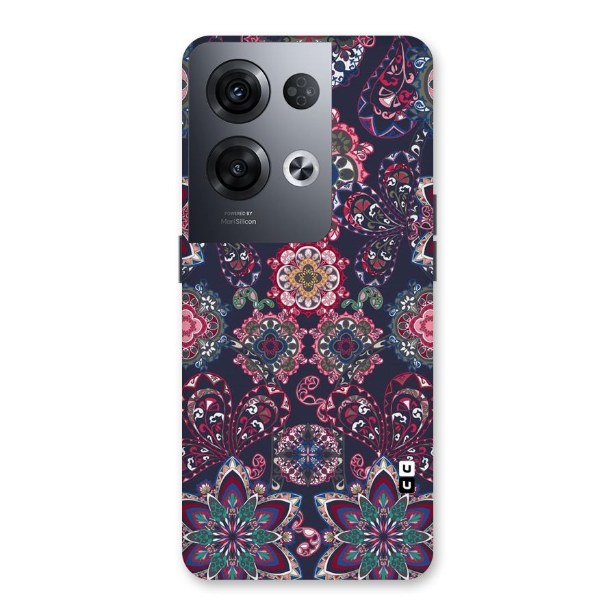 Navy Blue Bloom Pattern Back Case for Oppo Reno8 Pro 5G