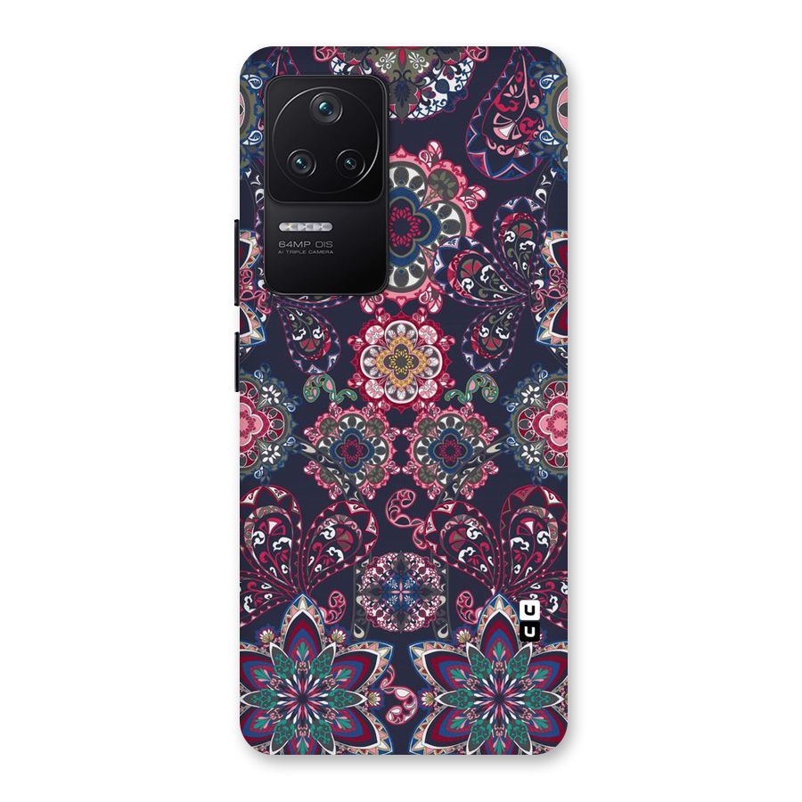 Navy Blue Bloom Pattern Back Case for Poco F4 5G