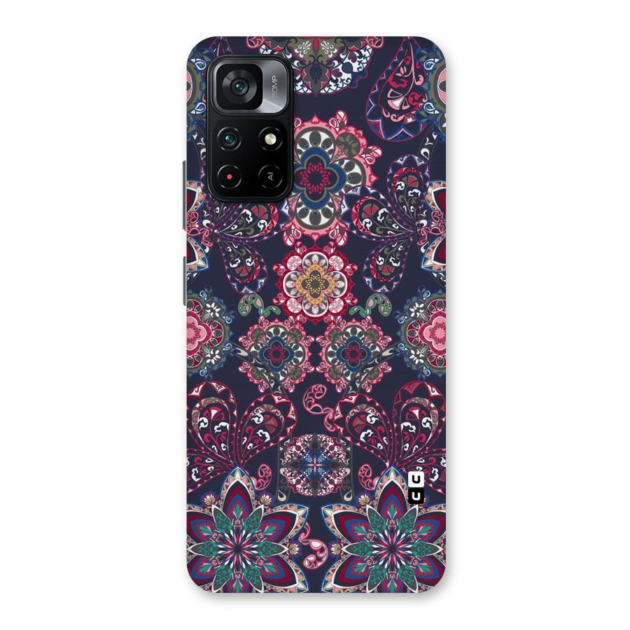 Navy Blue Bloom Pattern Back Case for Poco M4 Pro 5G