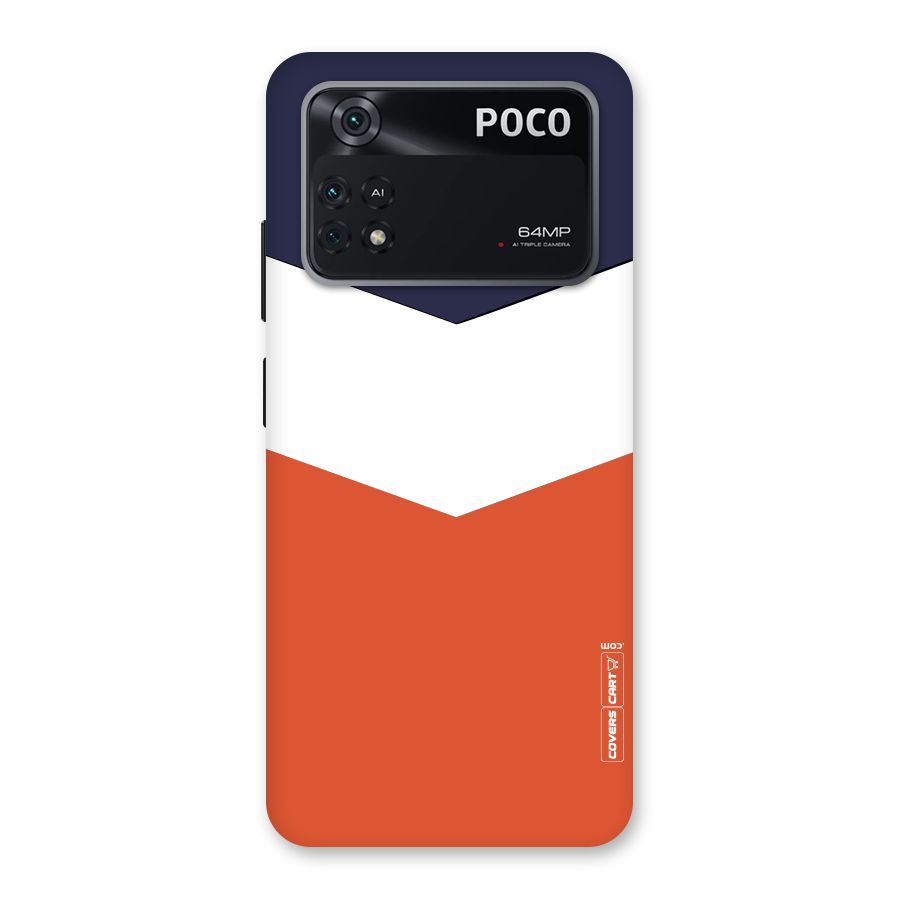 Navy Blue White Orange Arrow Back Case for Poco M4 Pro 4G