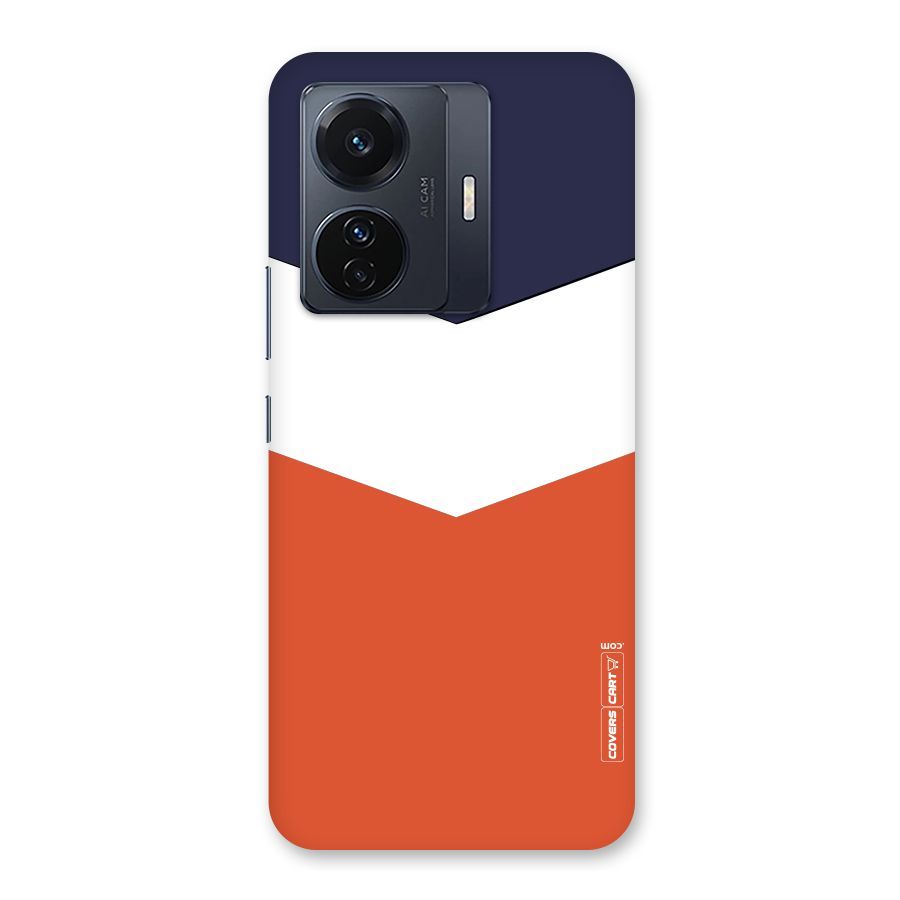 Navy Blue White Orange Arrow Back Case for Vivo T1 Pro