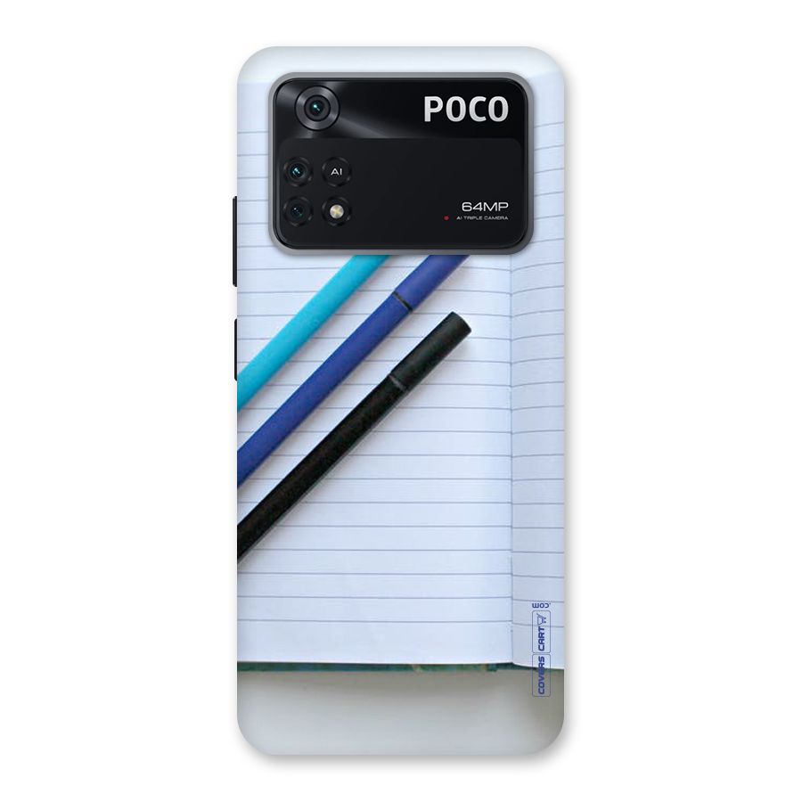 Notebook And Pens Back Case for Poco M4 Pro 4G