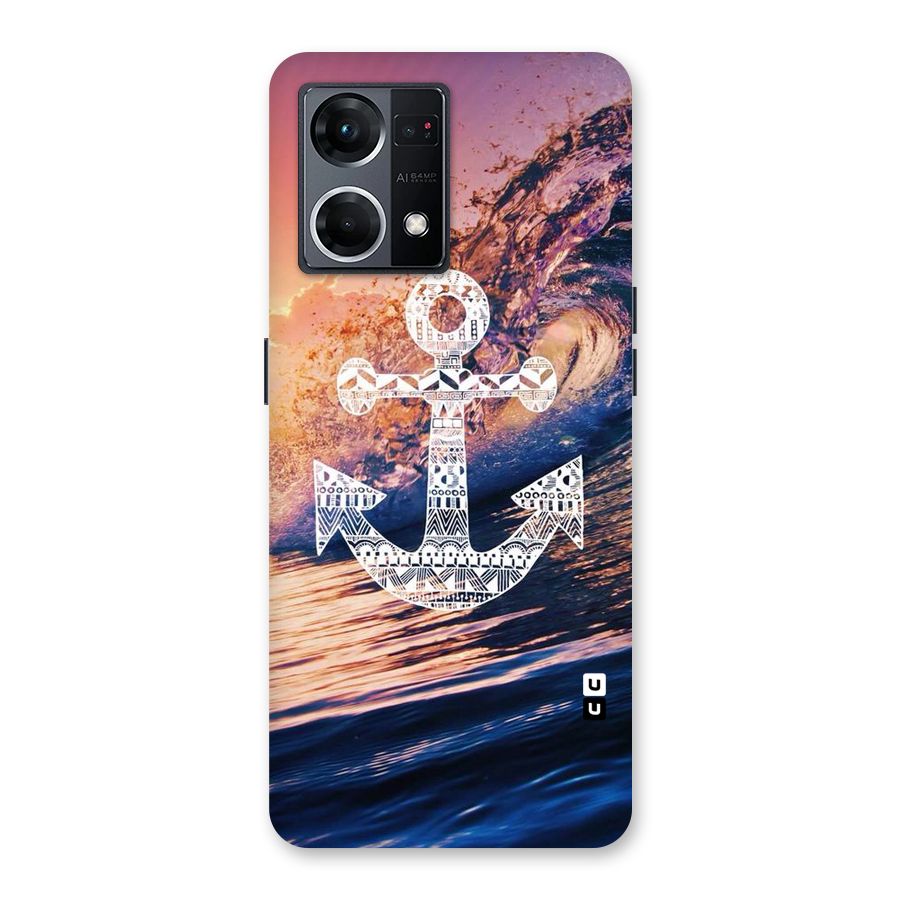 Ocean Anchor Wave Glass Back Case for Oppo F21 Pro 5G