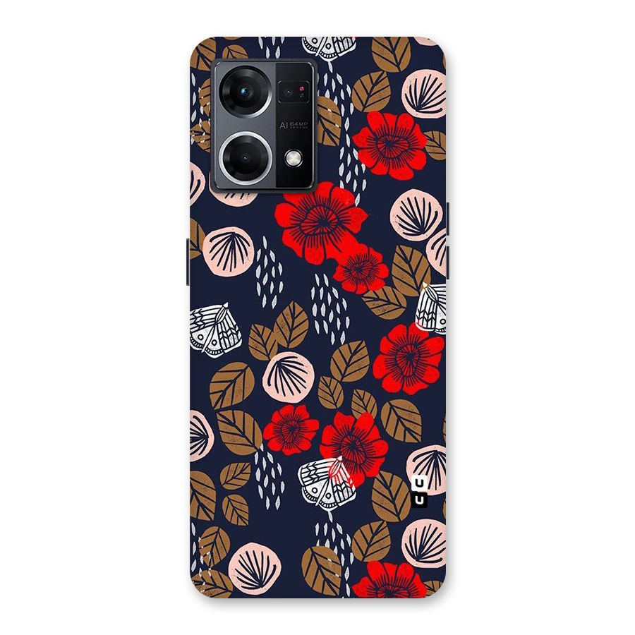 Orange Flora Glass Back Case for Oppo F21 Pro 5G