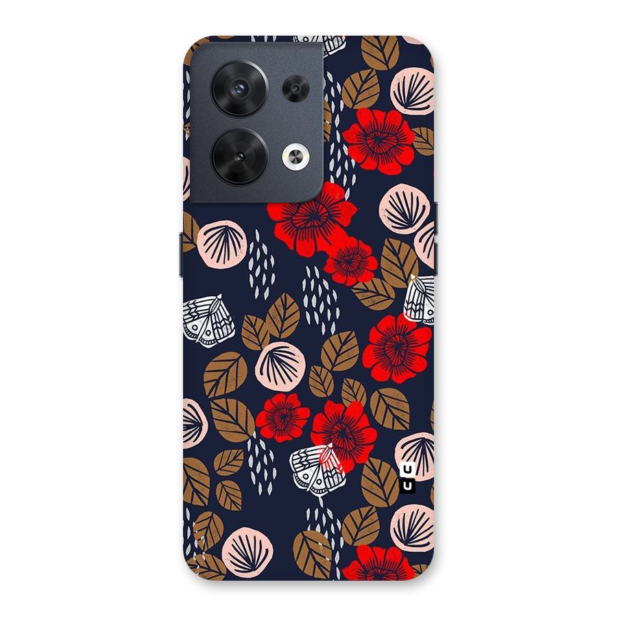 Orange Flora Back Case for Oppo Reno8 5G