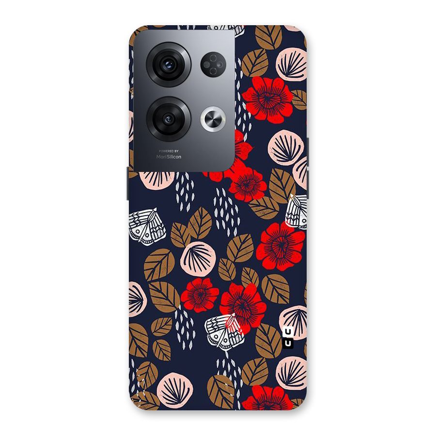 Orange Flora Back Case for Oppo Reno8 Pro 5G