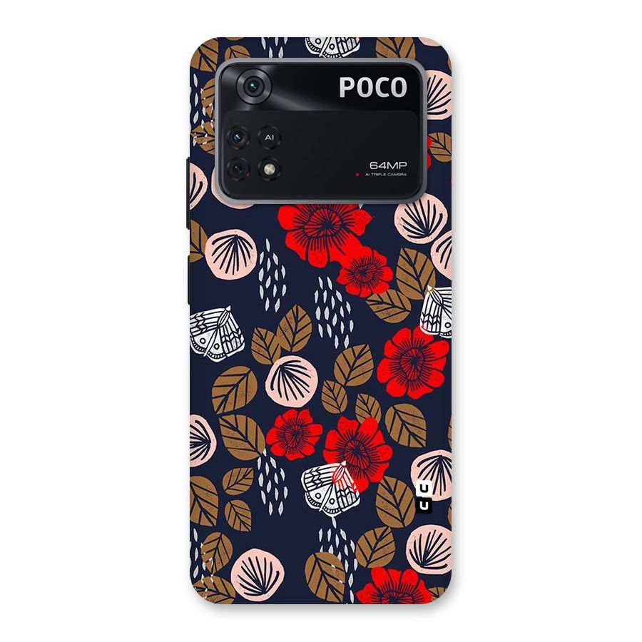 Orange Flora Back Case for Poco M4 Pro 4G