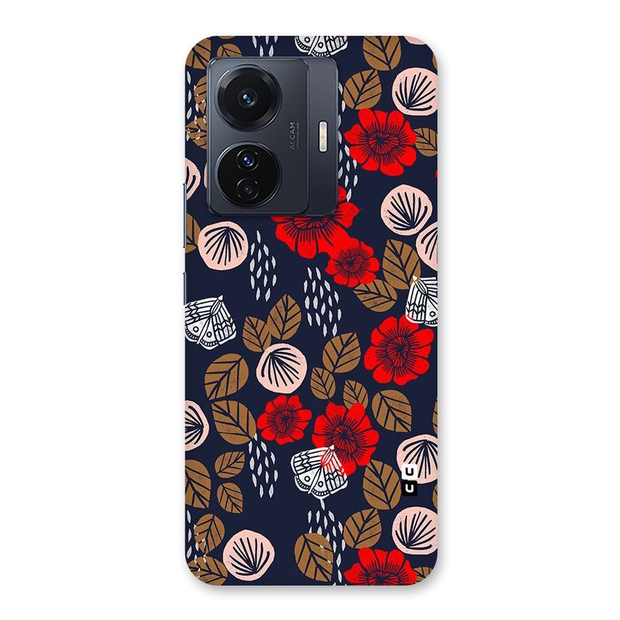 Orange Flora Back Case for Vivo T1 Pro