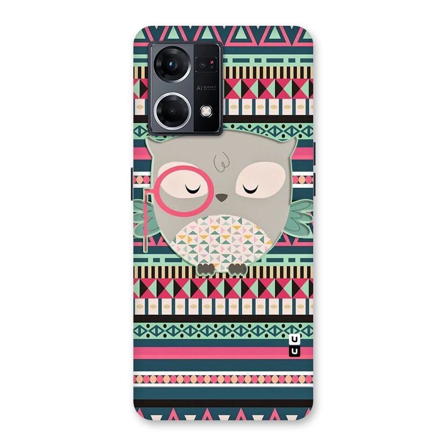 Owl Cute Pattern Glass Back Case for Oppo F21 Pro 5G