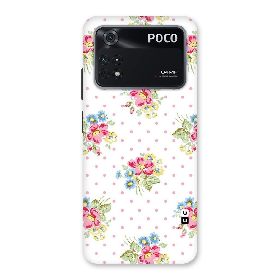 Painted Polka Floral Back Case for Poco M4 Pro 4G