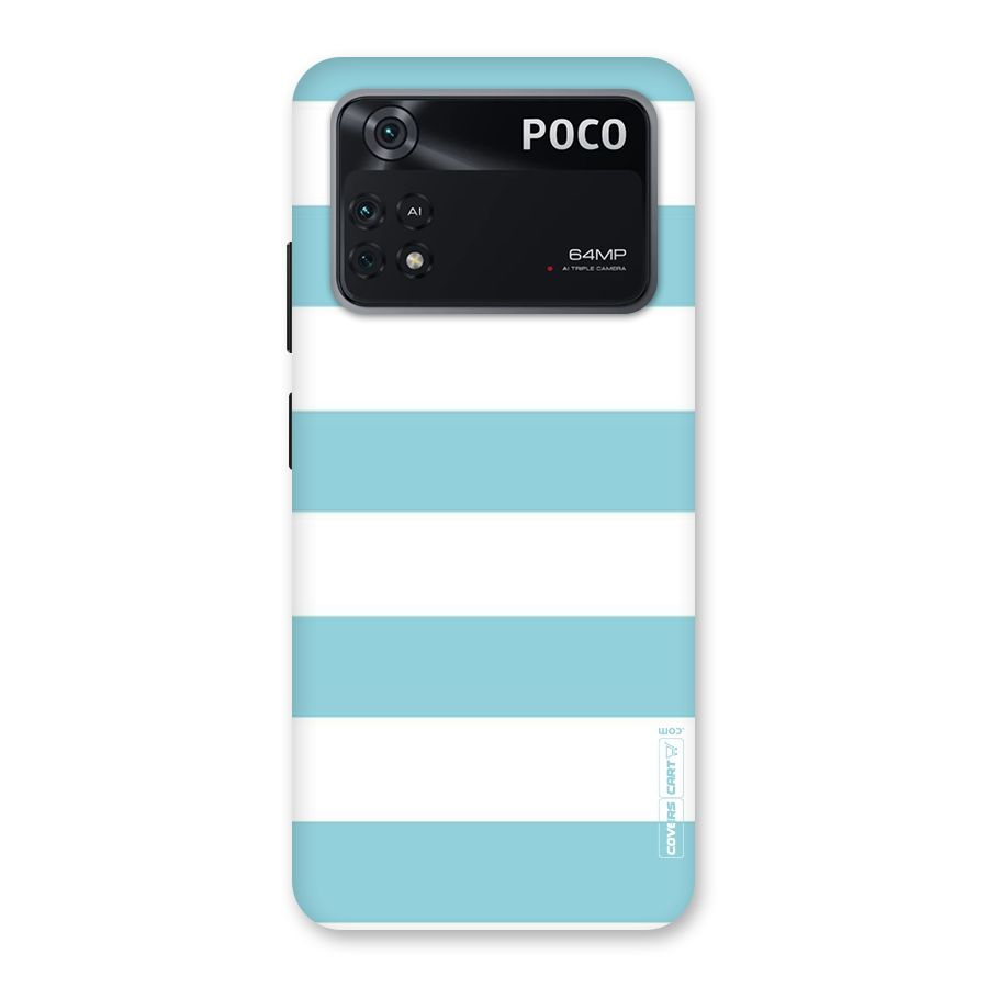 Pastel Blue White Stripes Back Case for Poco M4 Pro 4G