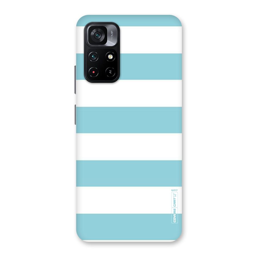 Pastel Blue White Stripes Back Case for Poco M4 Pro 5G