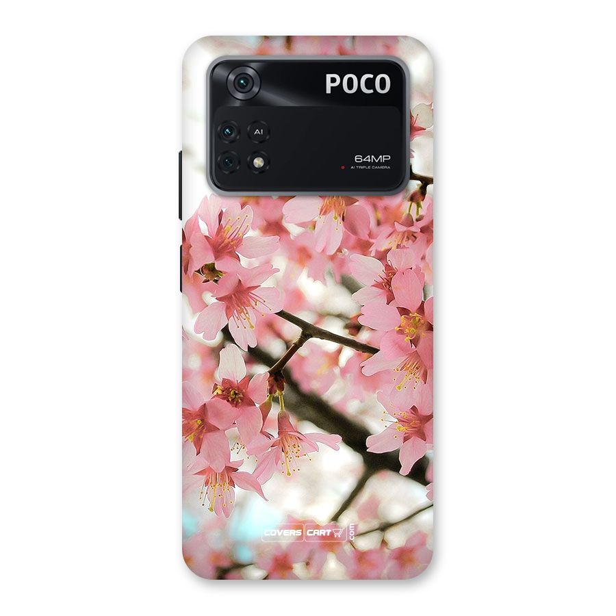 Peach Floral Back Case for Poco M4 Pro 4G