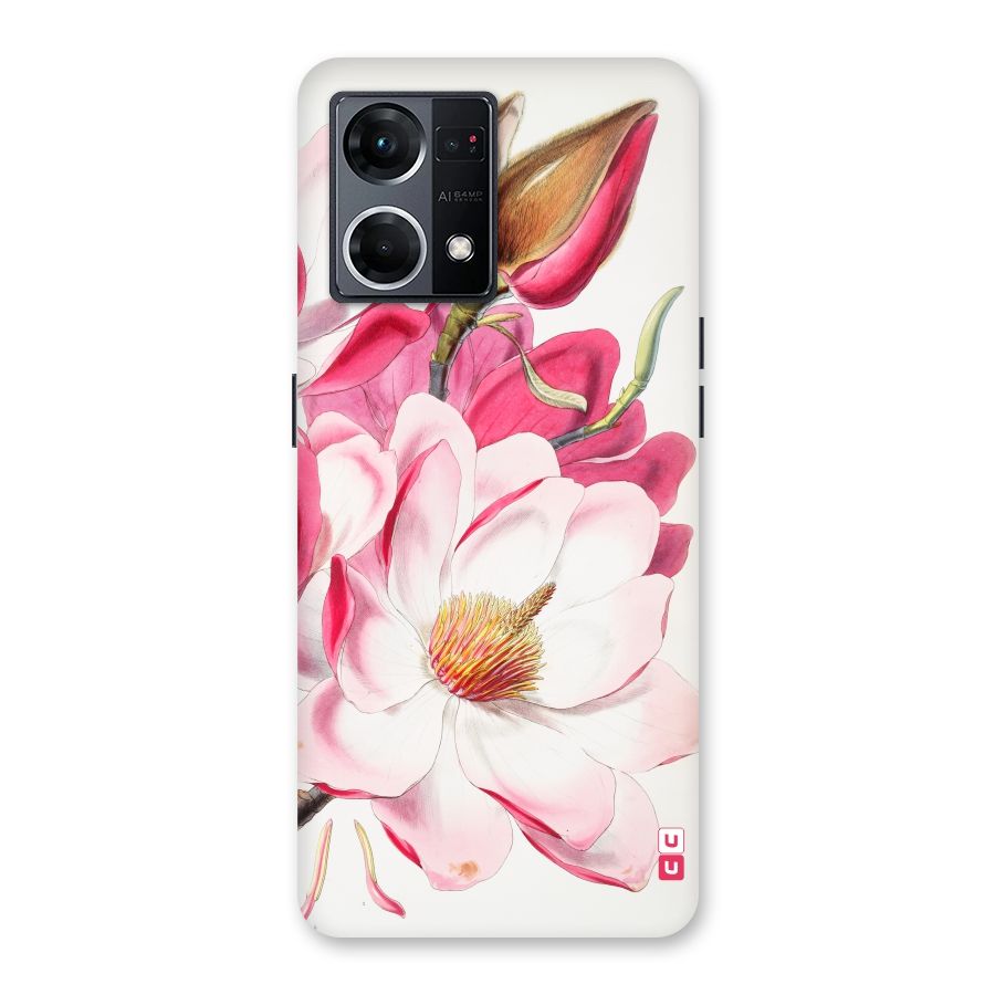 Pink Beautiful Flower Glass Back Case for Oppo F21 Pro 5G