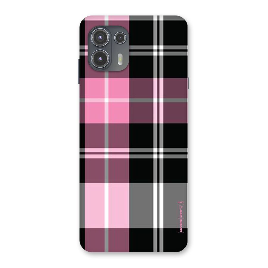 Pink Black Check Back Case for Motorola Edge 20 Fusion