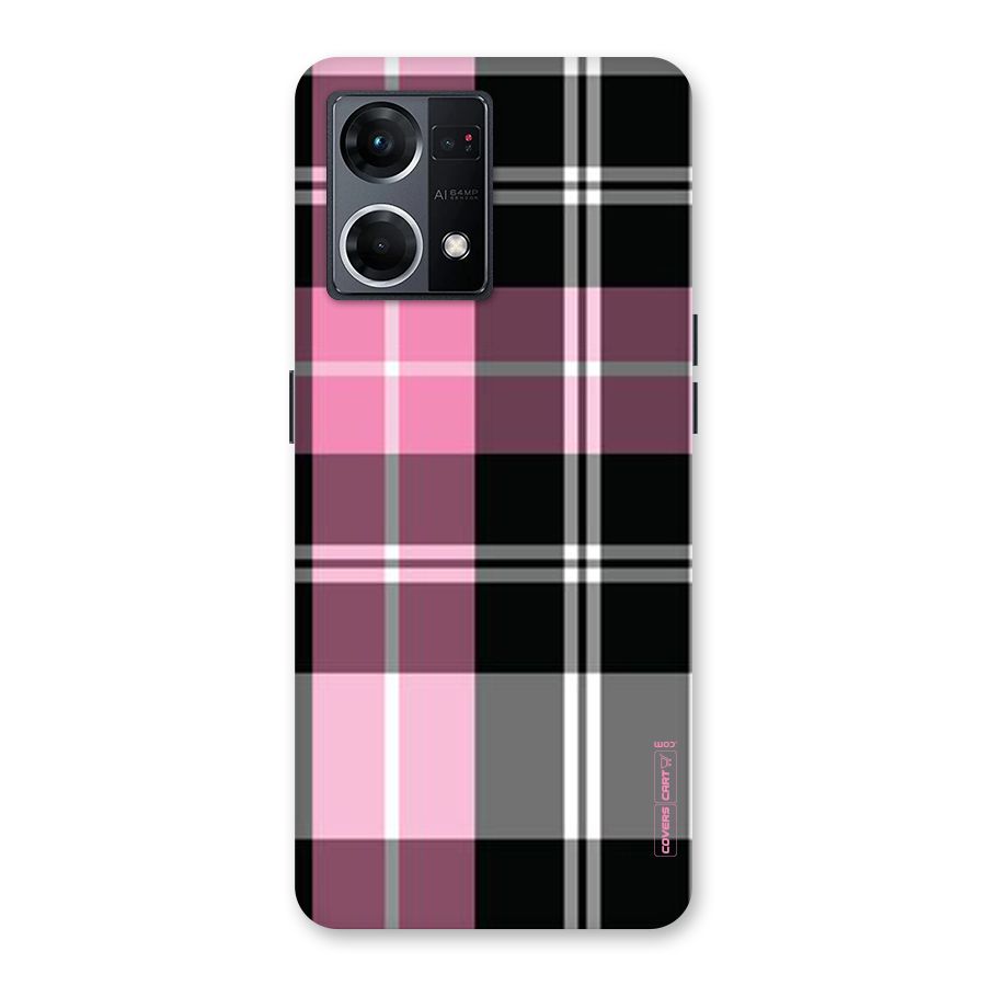 Pink Black Check Glass Back Case for Oppo F21 Pro 5G