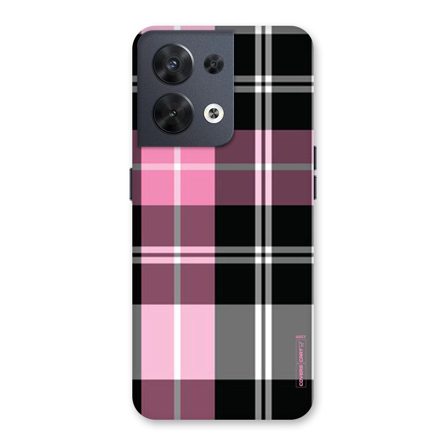 Pink Black Check Back Case for Oppo Reno8 5G