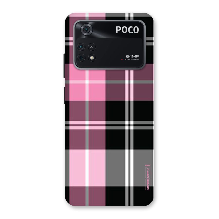 Pink Black Check Back Case for Poco M4 Pro 4G