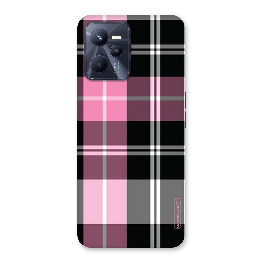 Pink Black Check Back Case for Realme C35
