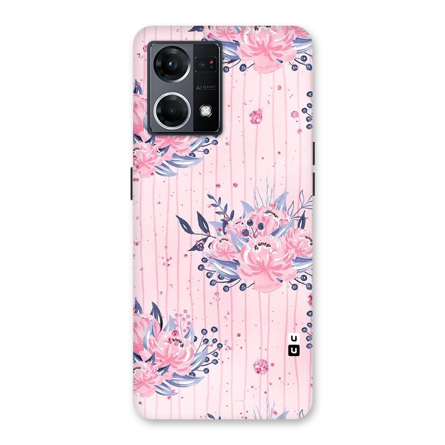 Pink Floral and Stripes Glass Back Case for Oppo F21 Pro 5G