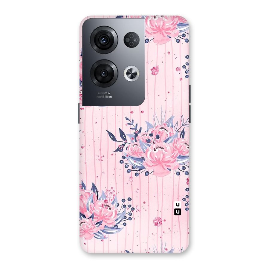Pink Floral and Stripes Back Case for Oppo Reno8 Pro 5G
