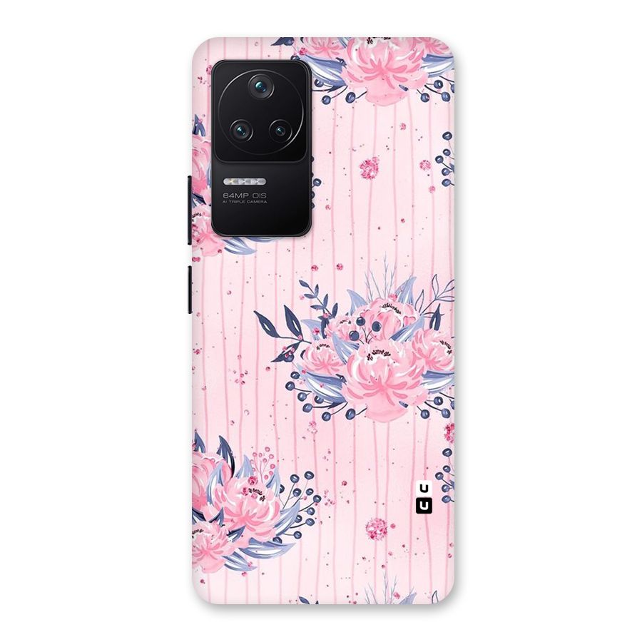 Pink Floral and Stripes Back Case for Poco F4 5G