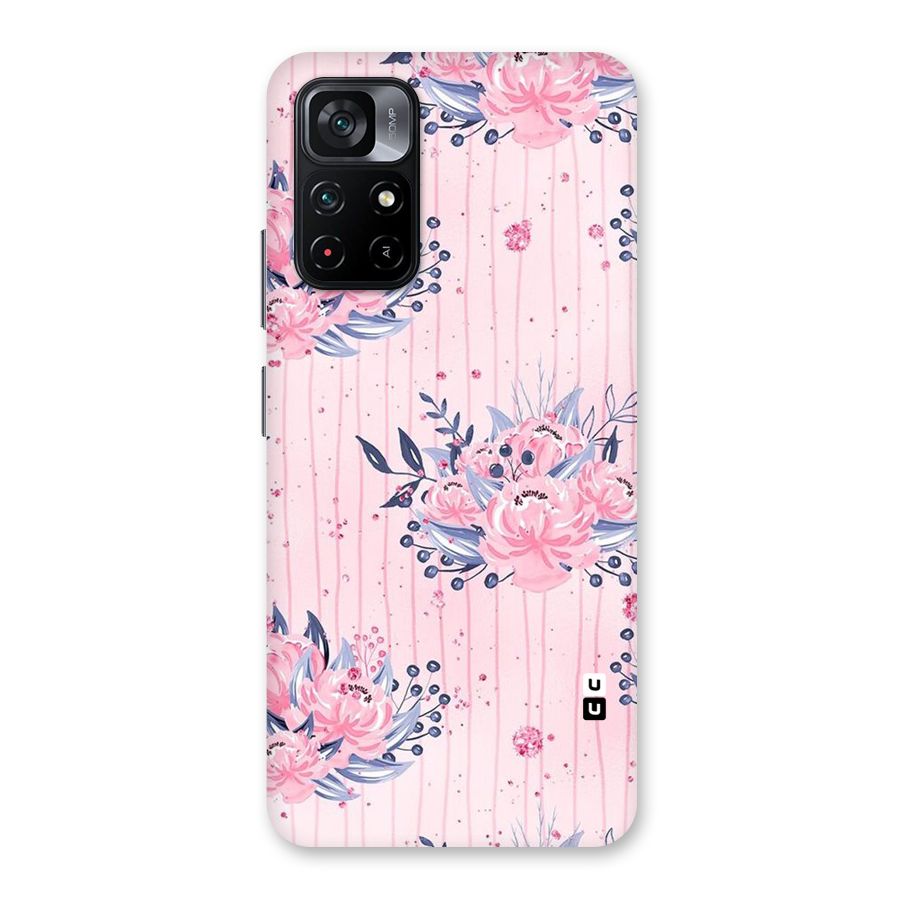 Pink Floral and Stripes Back Case for Poco M4 Pro 5G
