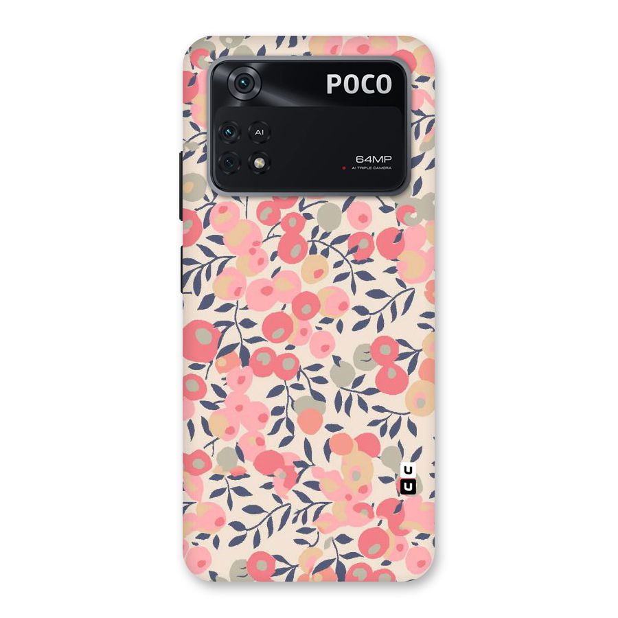 Pink Leaf Pattern Back Case for Poco M4 Pro 4G