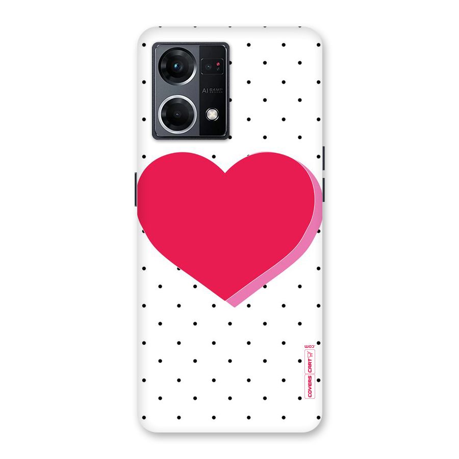 Pink Polka Heart Glass Back Case for Oppo F21 Pro 5G