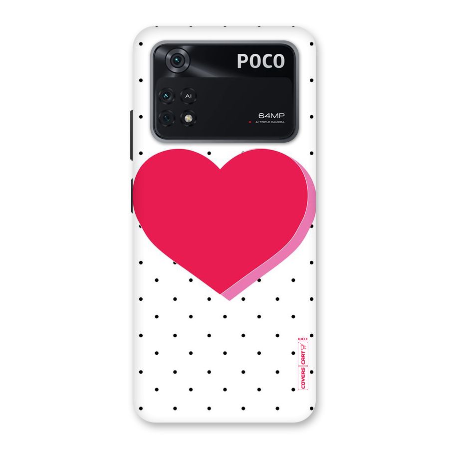 Pink Polka Heart Back Case for Poco M4 Pro 4G