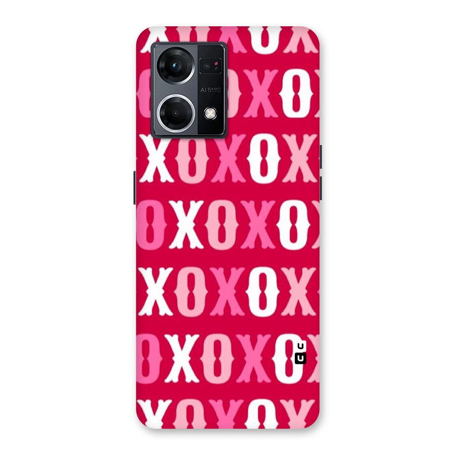 Pink White Xoxo Glass Back Case for Oppo F21 Pro 5G
