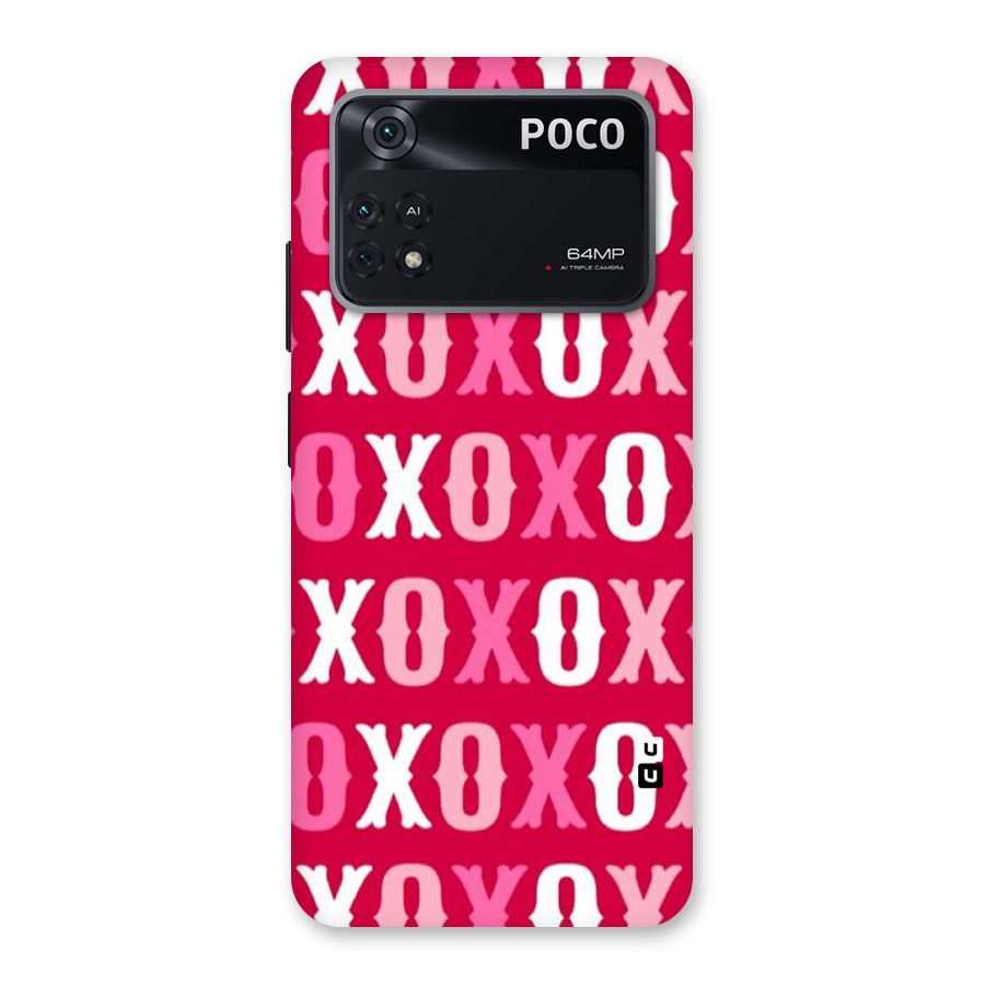 Pink White Xoxo Back Case for Poco M4 Pro 4G