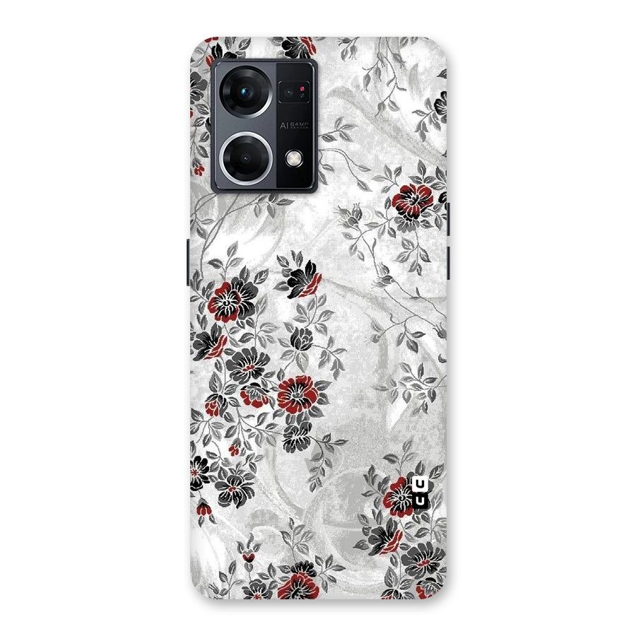 Pleasing Grey Floral Glass Back Case for Oppo F21 Pro 5G