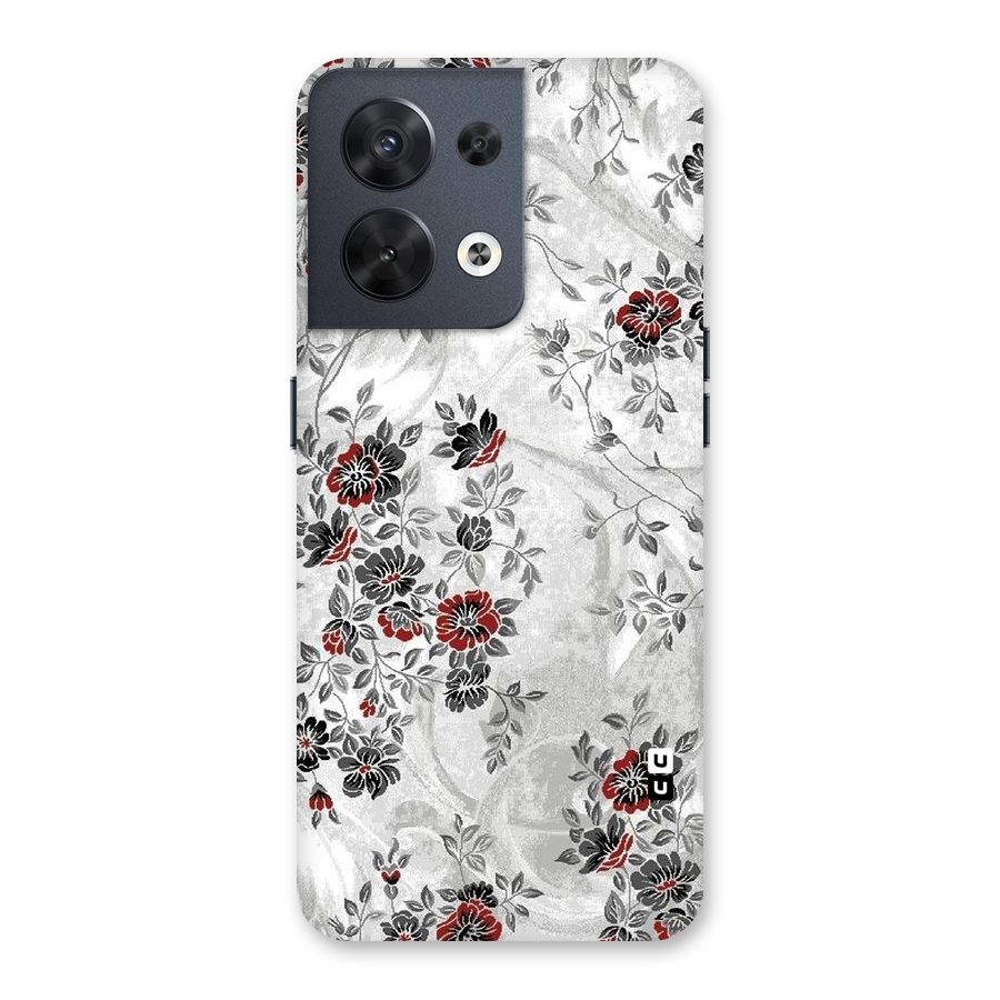 Pleasing Grey Floral Back Case for Oppo Reno8 5G