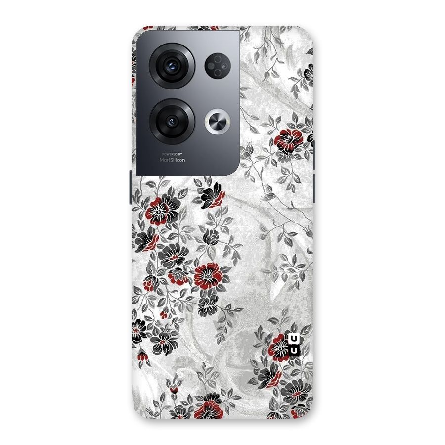 Pleasing Grey Floral Back Case for Oppo Reno8 Pro 5G
