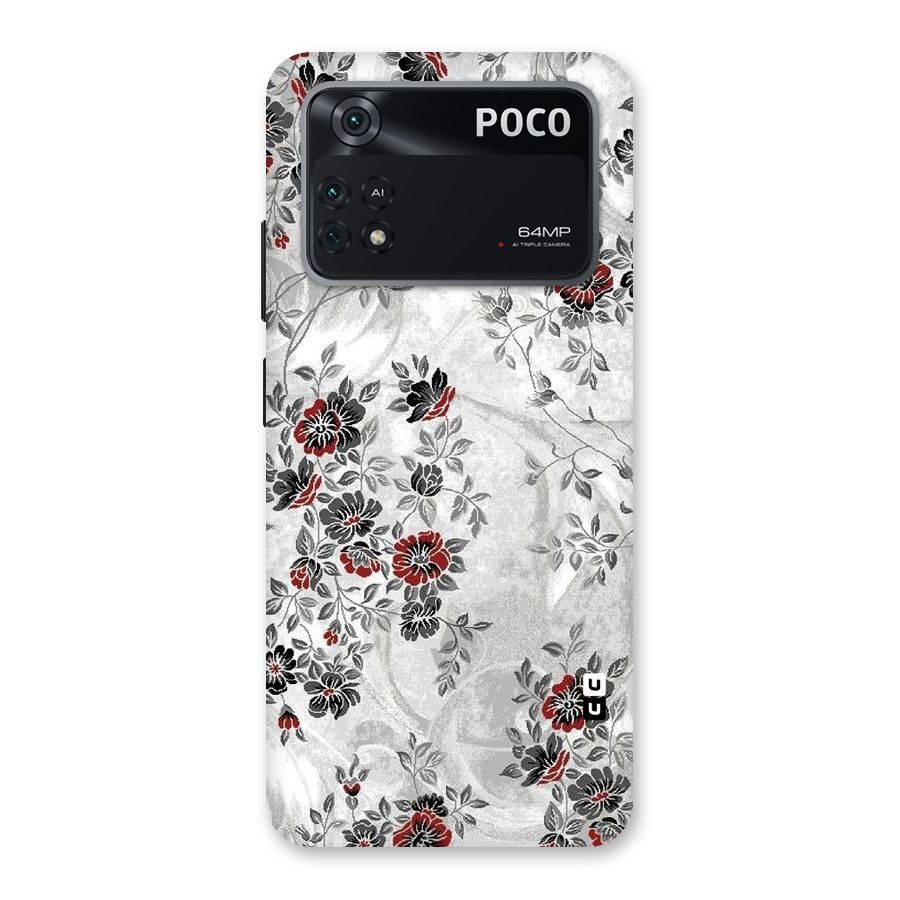 Pleasing Grey Floral Back Case for Poco M4 Pro 4G