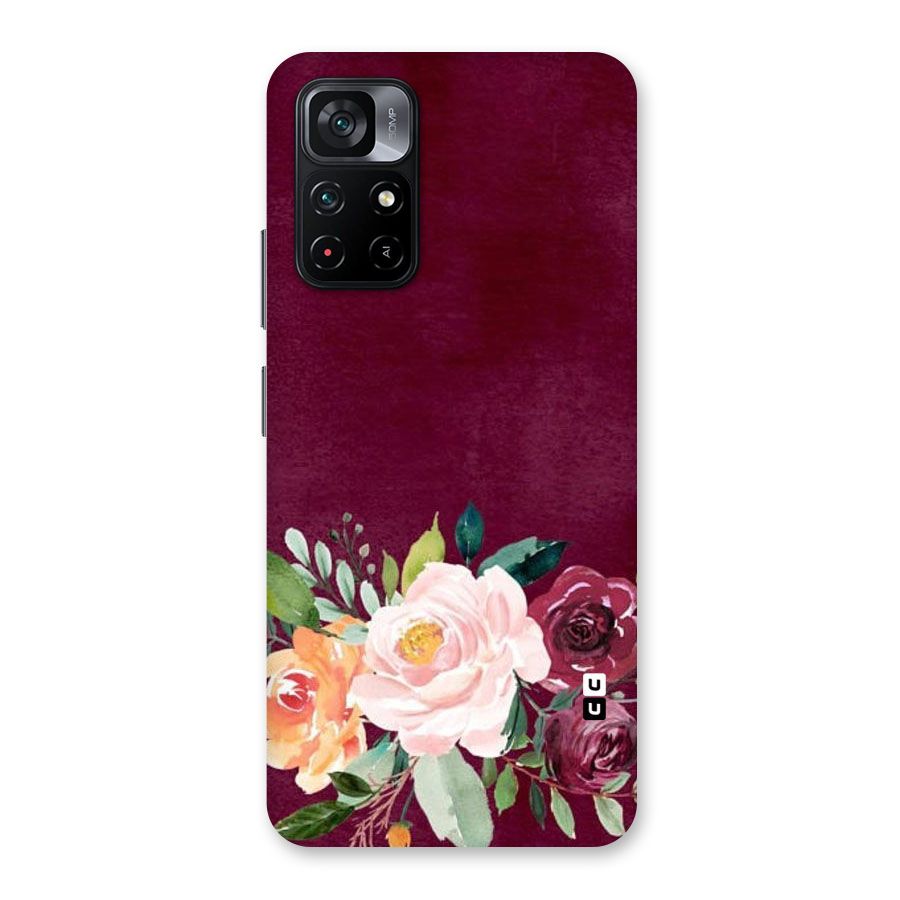Plum Floral Design Back Case for Poco M4 Pro 5G