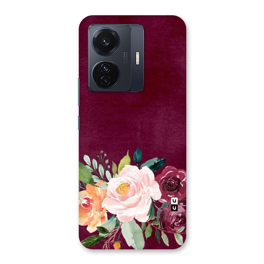 Plum Floral Design Back Case for Vivo T1 Pro