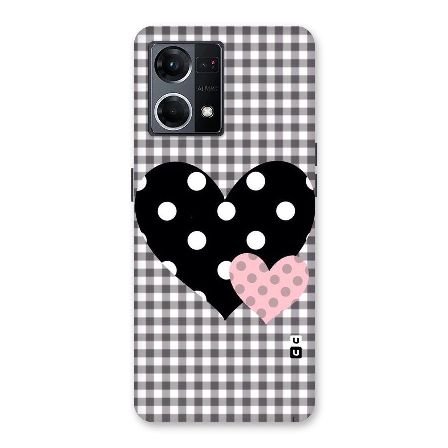Polka Check Hearts Glass Back Case for Oppo F21 Pro 5G