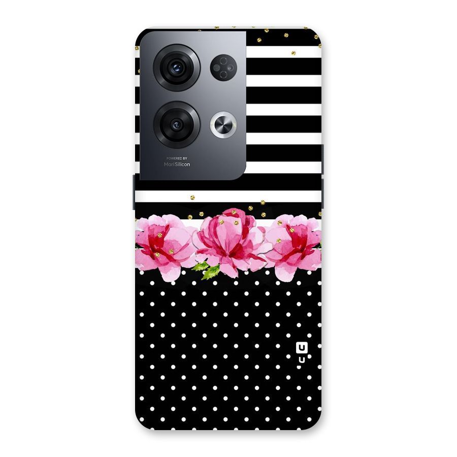 Polka Floral Stripes Back Case for Oppo Reno8 Pro 5G