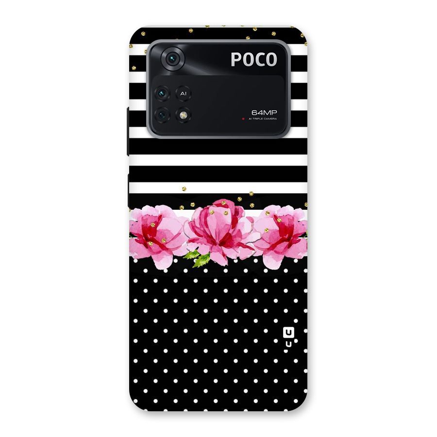 Polka Floral Stripes Back Case for Poco M4 Pro 4G