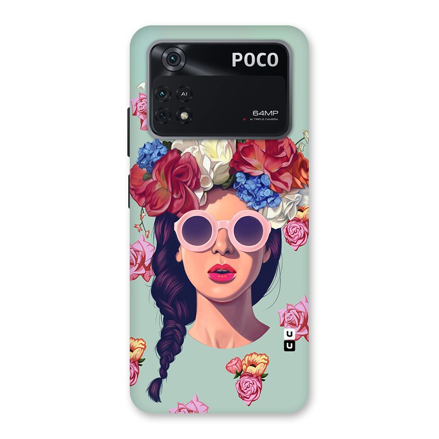 Pretty Girl Florals Illustration Art Back Case for Poco M4 Pro 4G