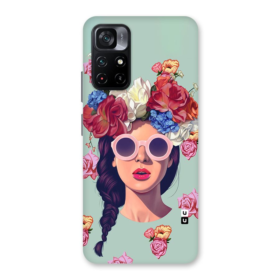 Pretty Girl Florals Illustration Art Back Case for Poco M4 Pro 5G