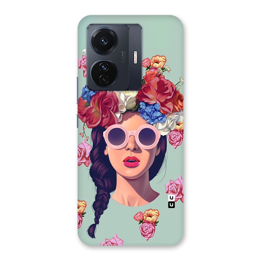 Pretty Girl Florals Illustration Art Back Case for Vivo T1 Pro