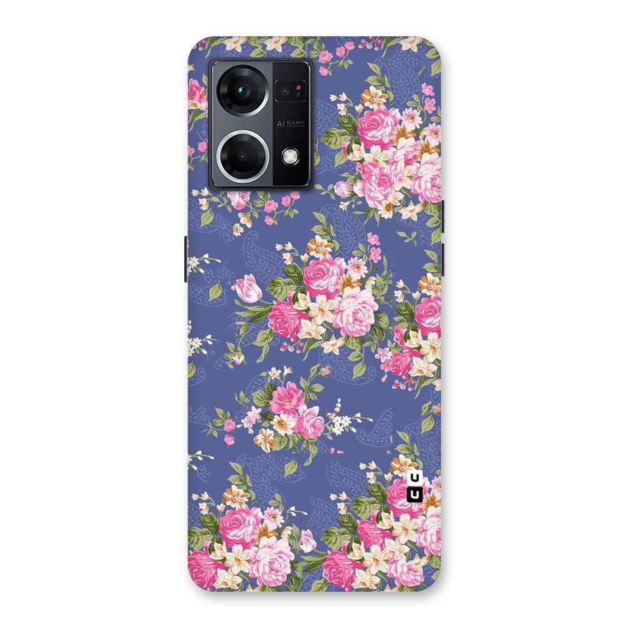 Purple Pink Floral Glass Back Case for Oppo F21 Pro 5G