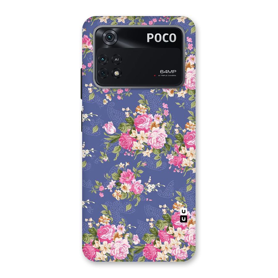 Purple Pink Floral Back Case for Poco M4 Pro 4G
