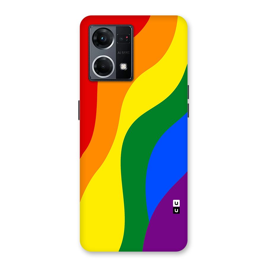 Rainbow Slant Curves Glass Back Case for Oppo F21 Pro 5G