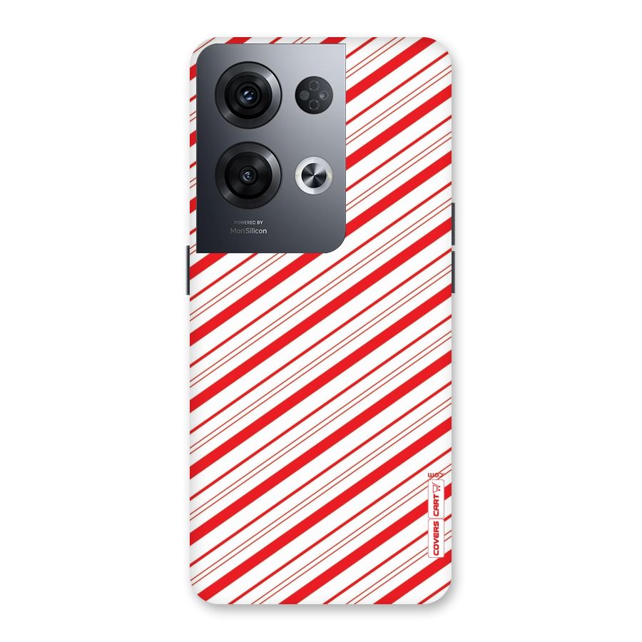 Red And White Diagonal Stripes Back Case for Oppo Reno8 Pro 5G